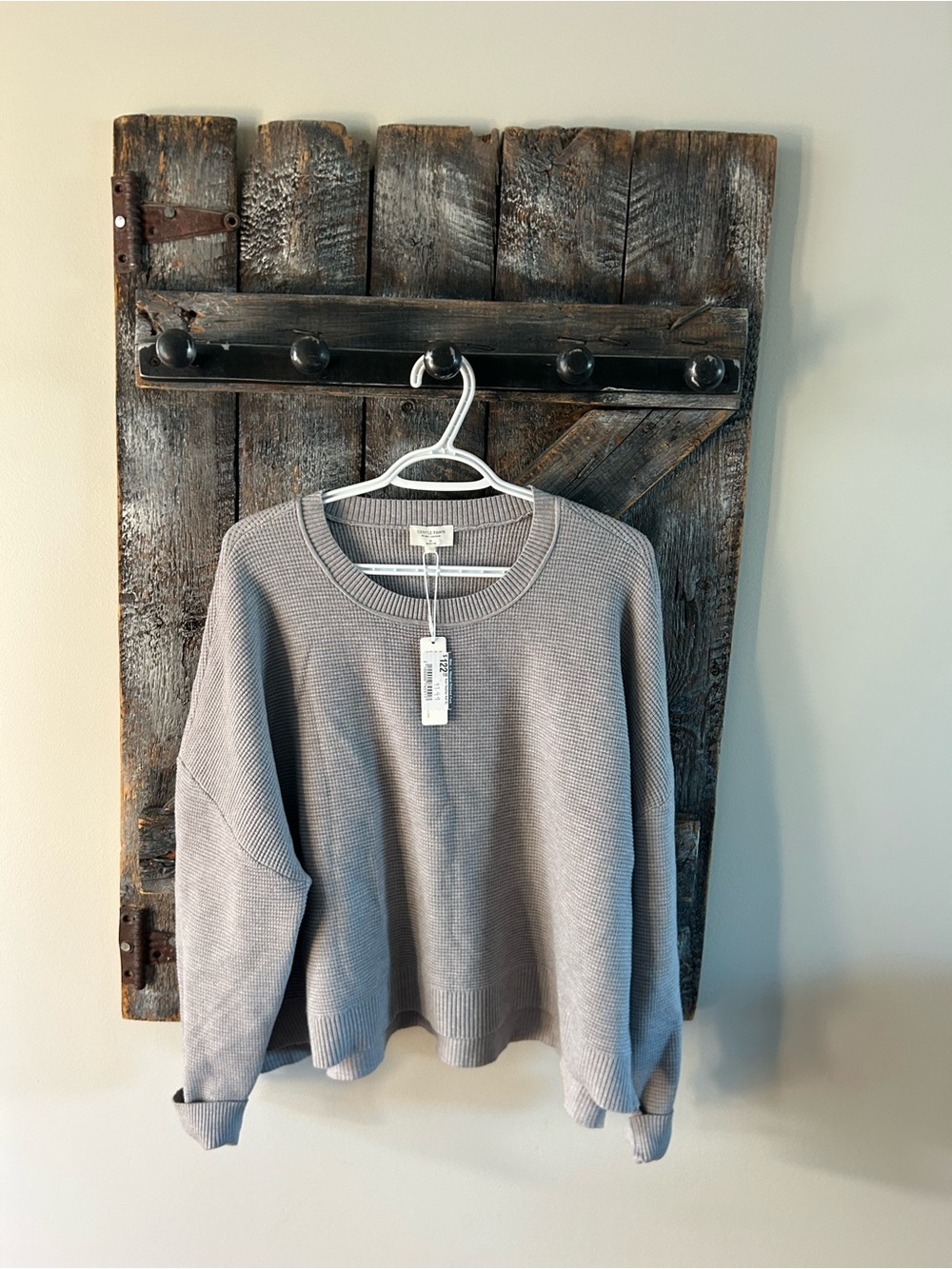 Women's Gentle Fawn Light Gray Waffle Knit Sweater